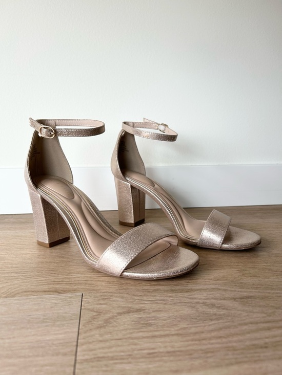 Kelly & Katie Shoes - Kelly & Katie Hailee Gold Block Heels